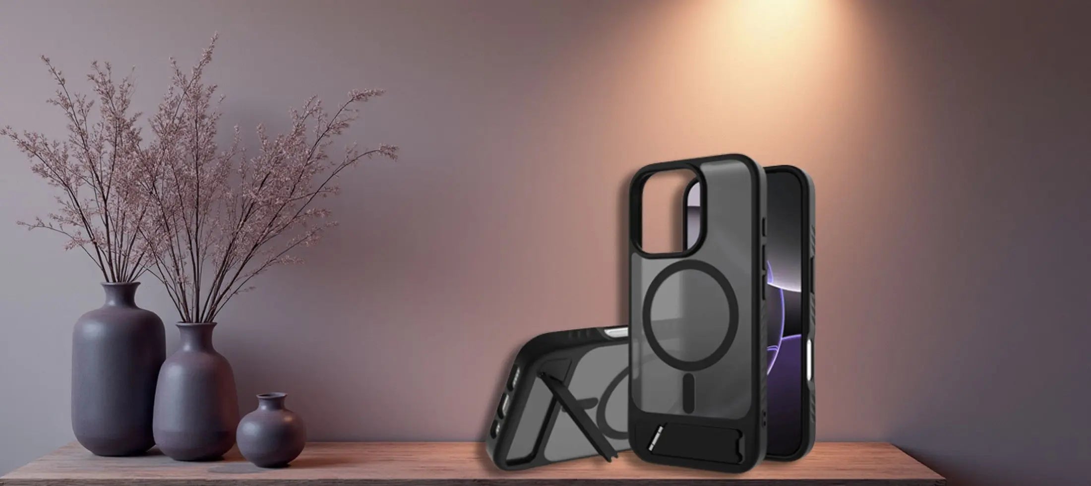 Relanet OptiCase mobilcover præsenteret i elegant hero-miljø med fokus på design og beskyttelse