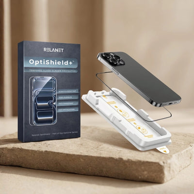 Panserglas iPhone med OptiShield+™ og Auto-Aligner monteringsramme – 9H skærmbeskyttelse